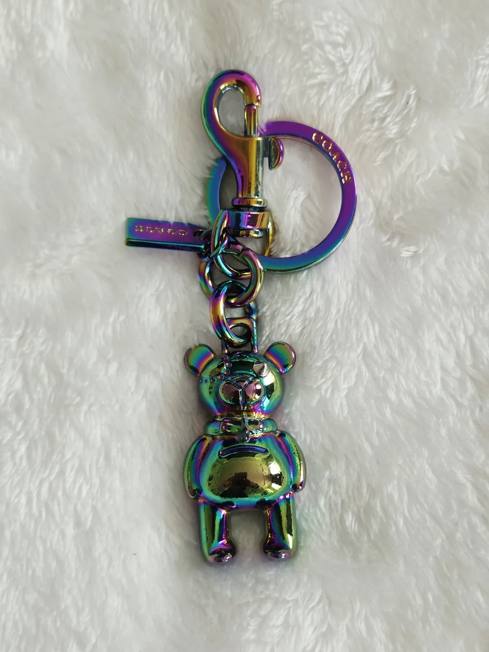 C Logo Iridescent Rainbow Bear Keychain Frankenstein Teddy Bear Bag Charm
